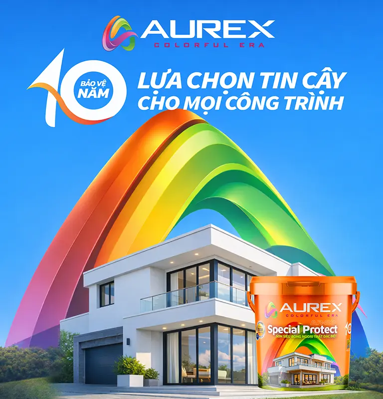 Sơn ngoại thất cao cấp Aurex Special Protect bảo vệ công trình bền đẹp lên đến 10 năm